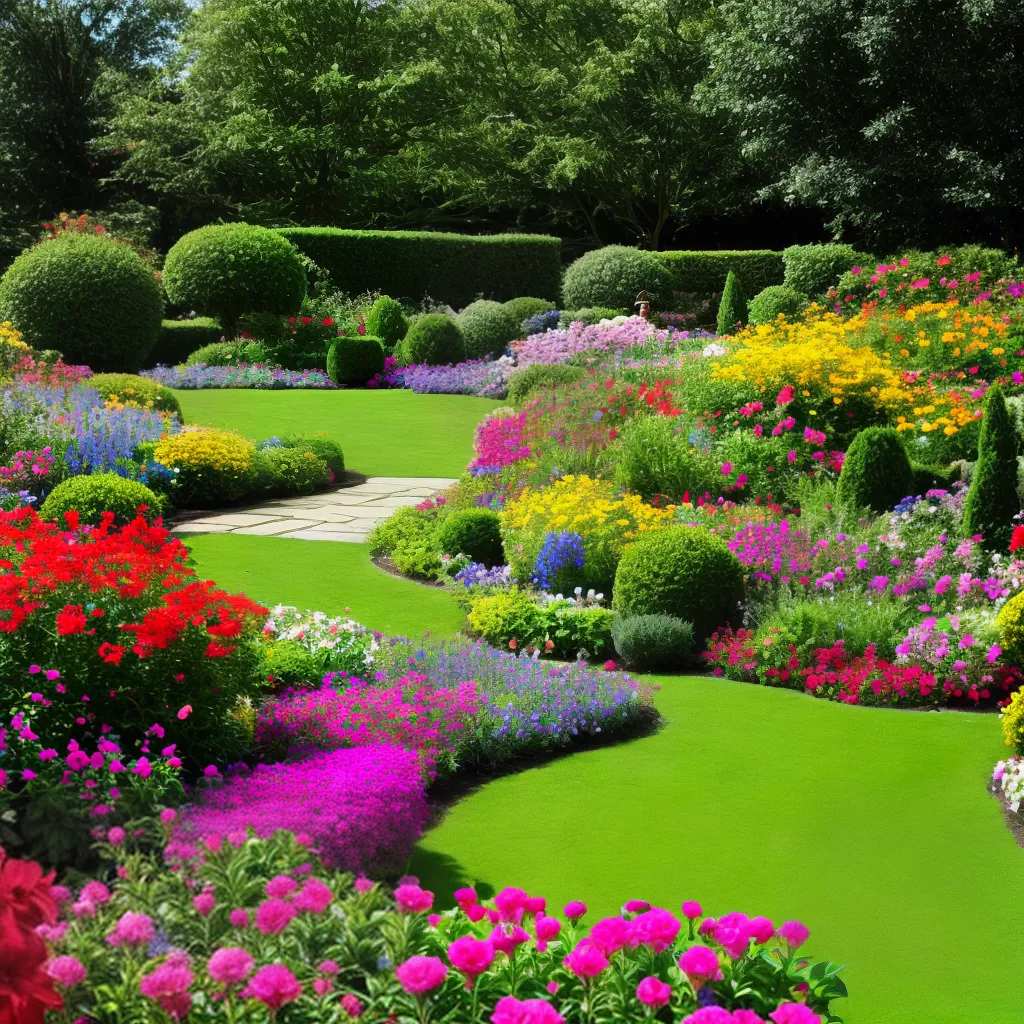 jardim colorido flores sol borboletas