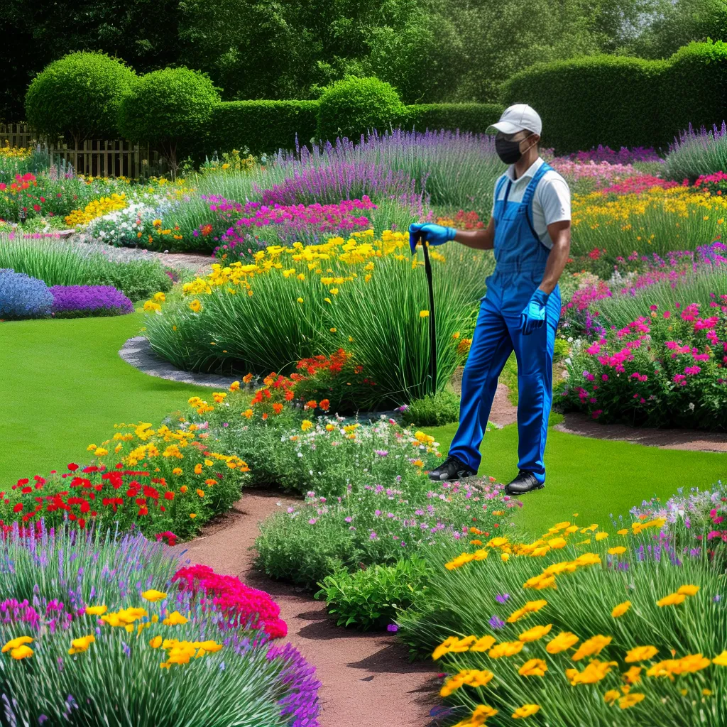 jardim colorido flores cuidador seguro