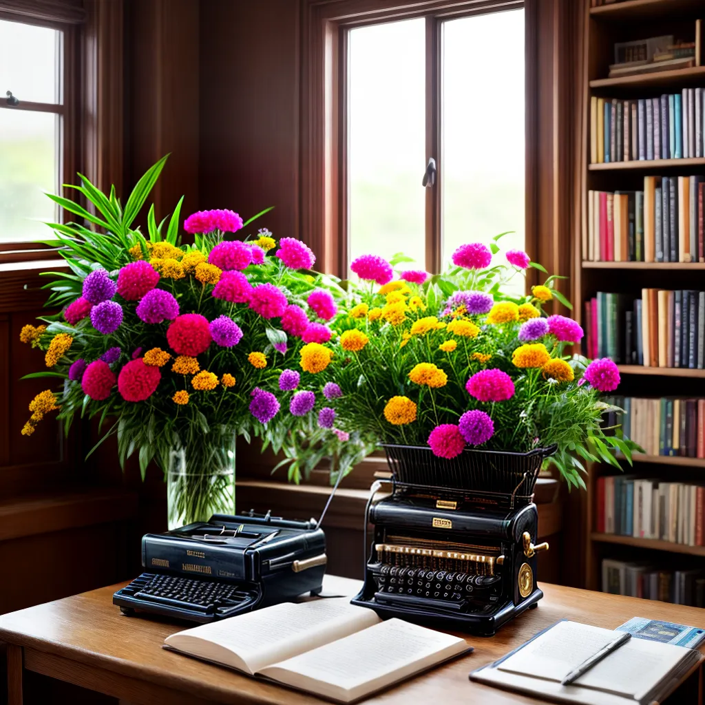 flores livros maquina de escrever