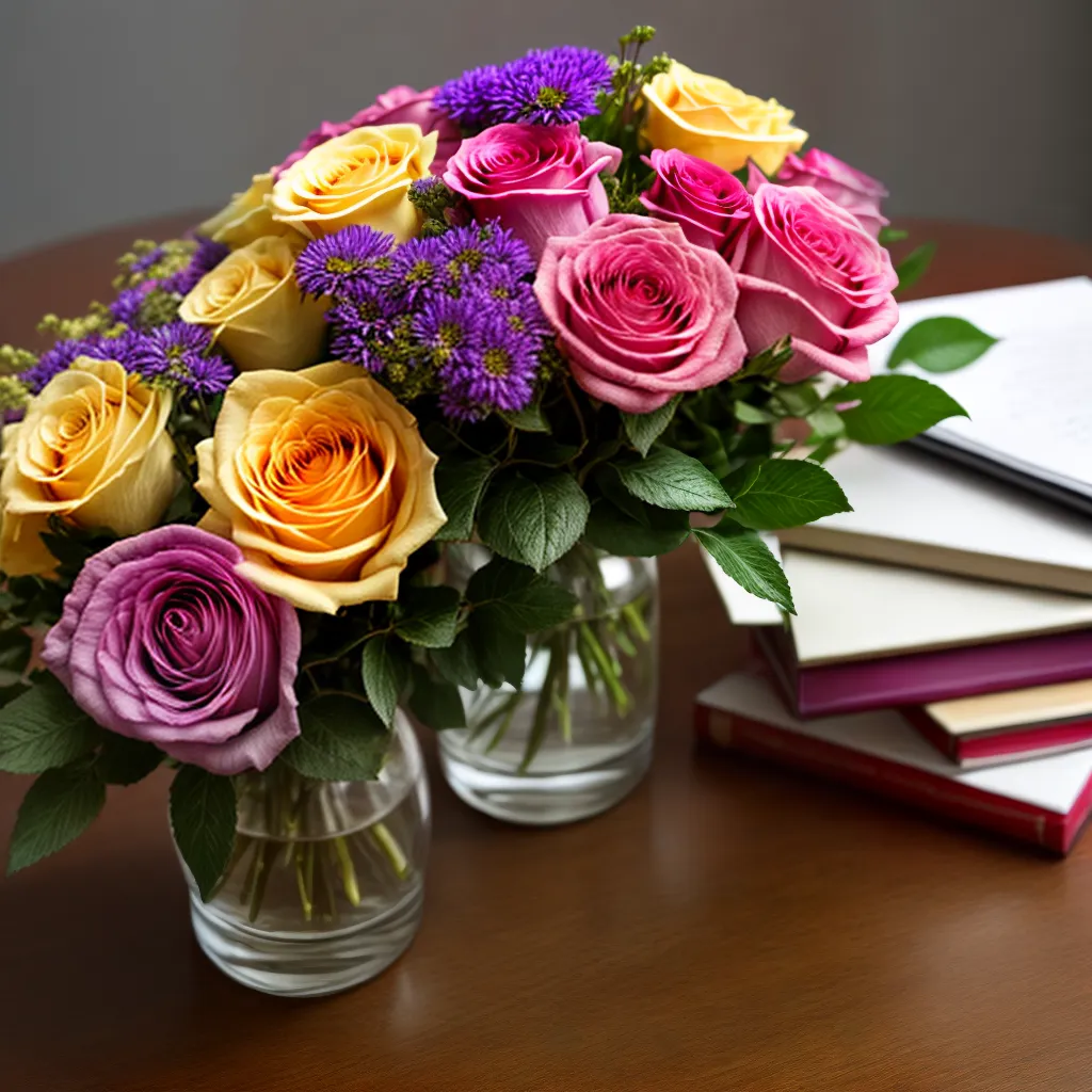 bouquet flores vintage livros poeta