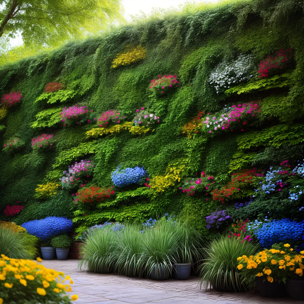 jardim vertical flores vibrantes
