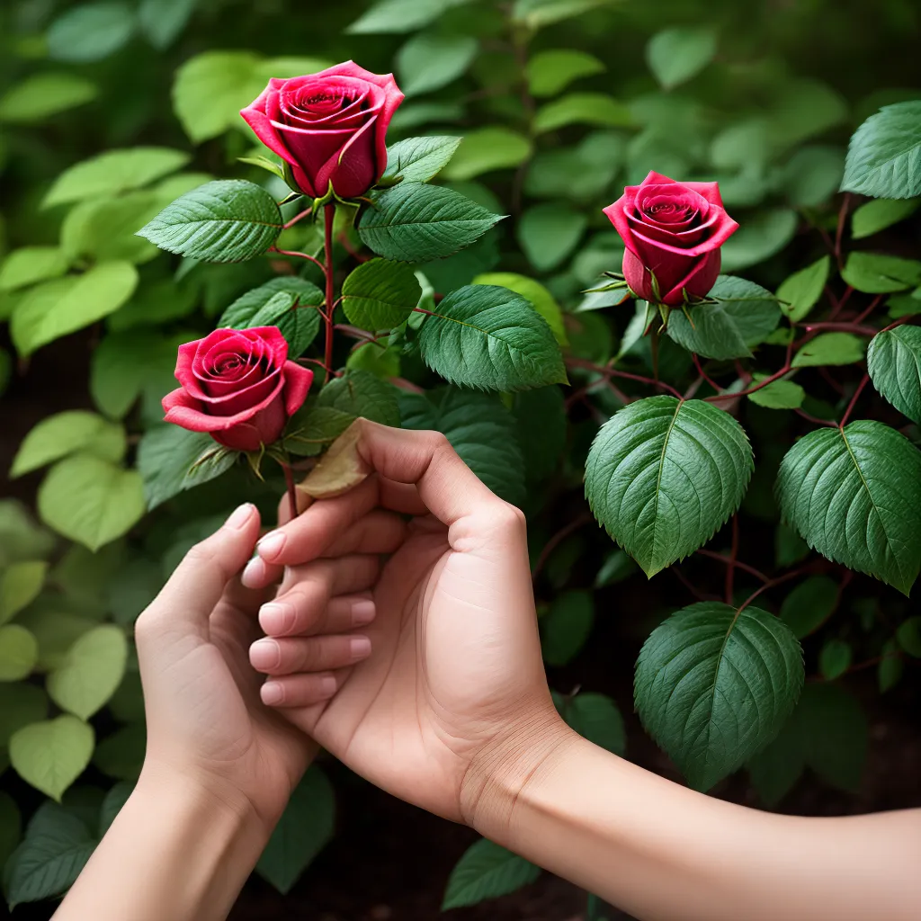 maos luvas jardinagem inspecao rosa