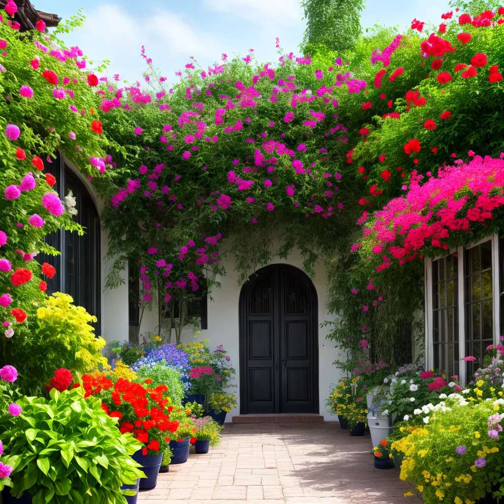 jardim interno colorido flores potinhos