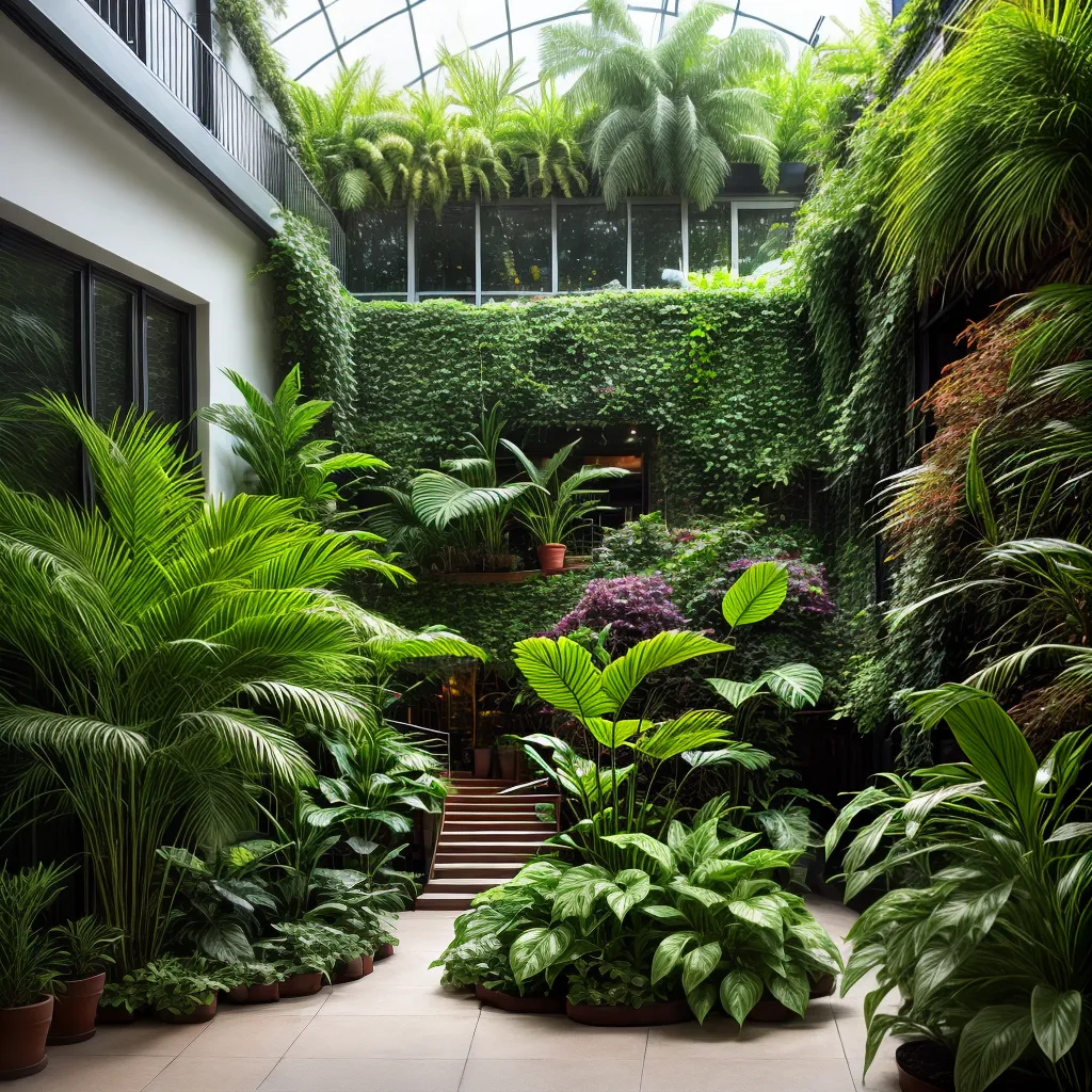 jardim interno plantas verdes vibrante