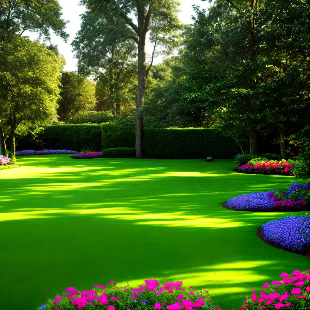 jardim verde vibrante flores arvores