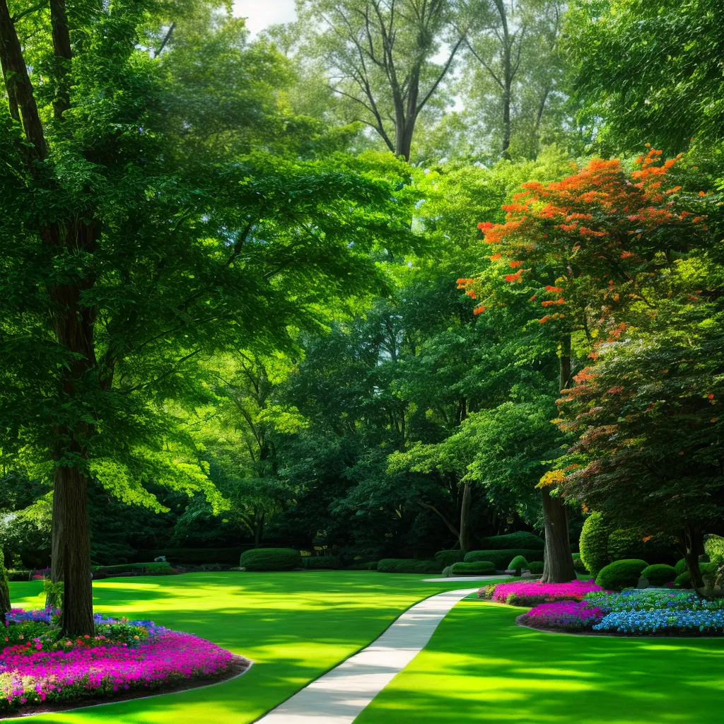 jardim colorido gramado verde