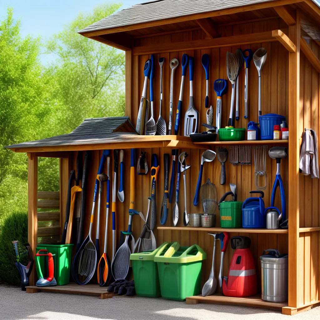 ferramentas jardim organizadas shed