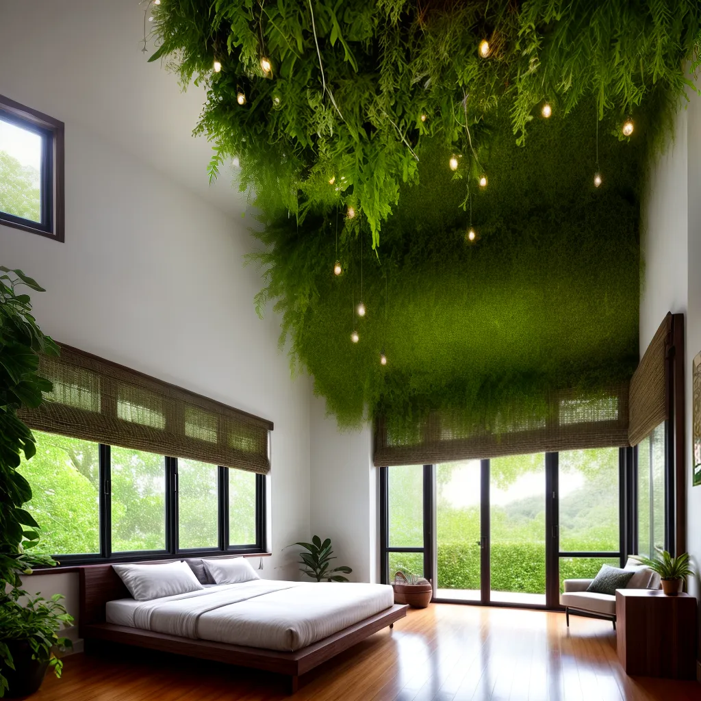 quarto jardim verde luz sereno