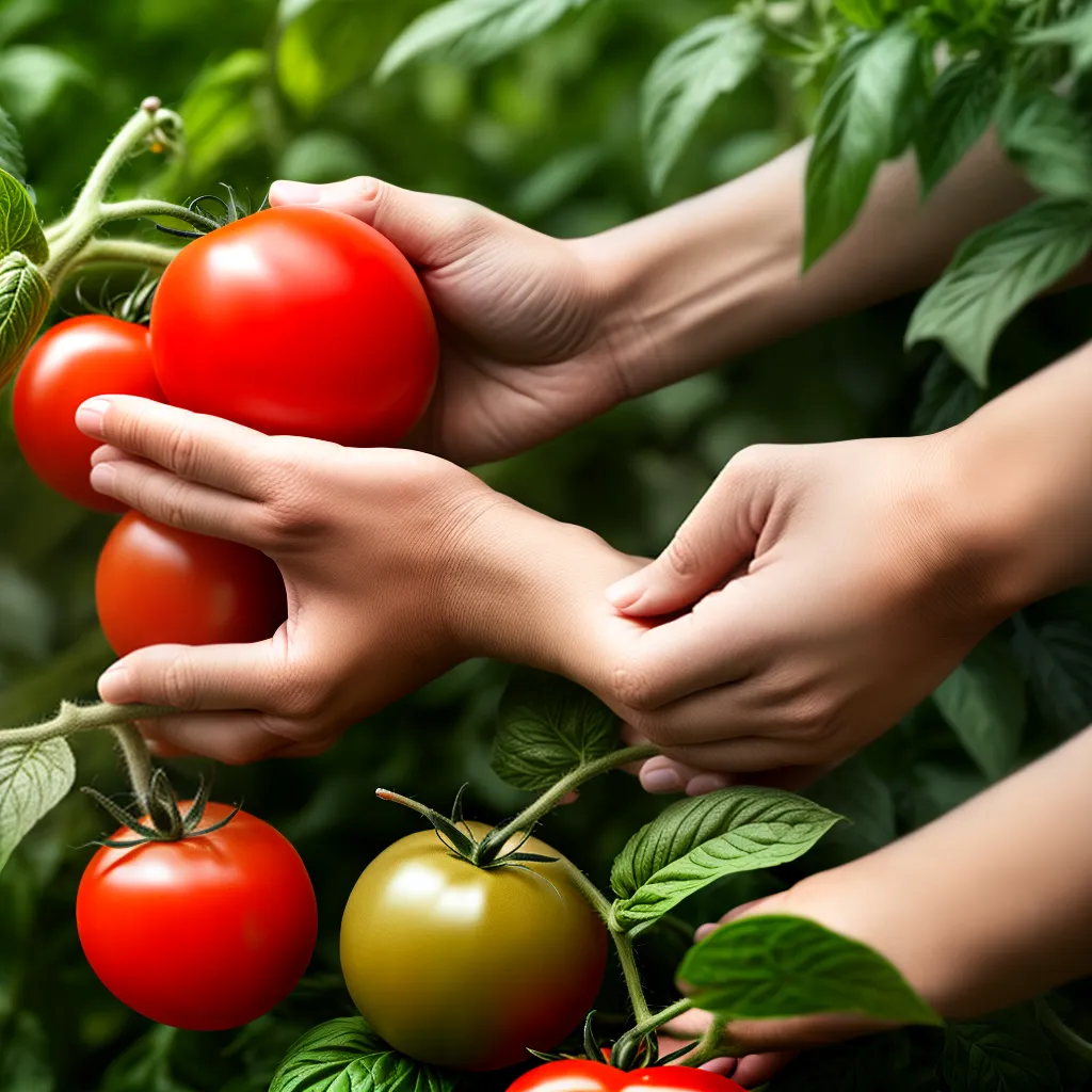 colheita tomate jardim maos sol colheita tomate jardim maos sol