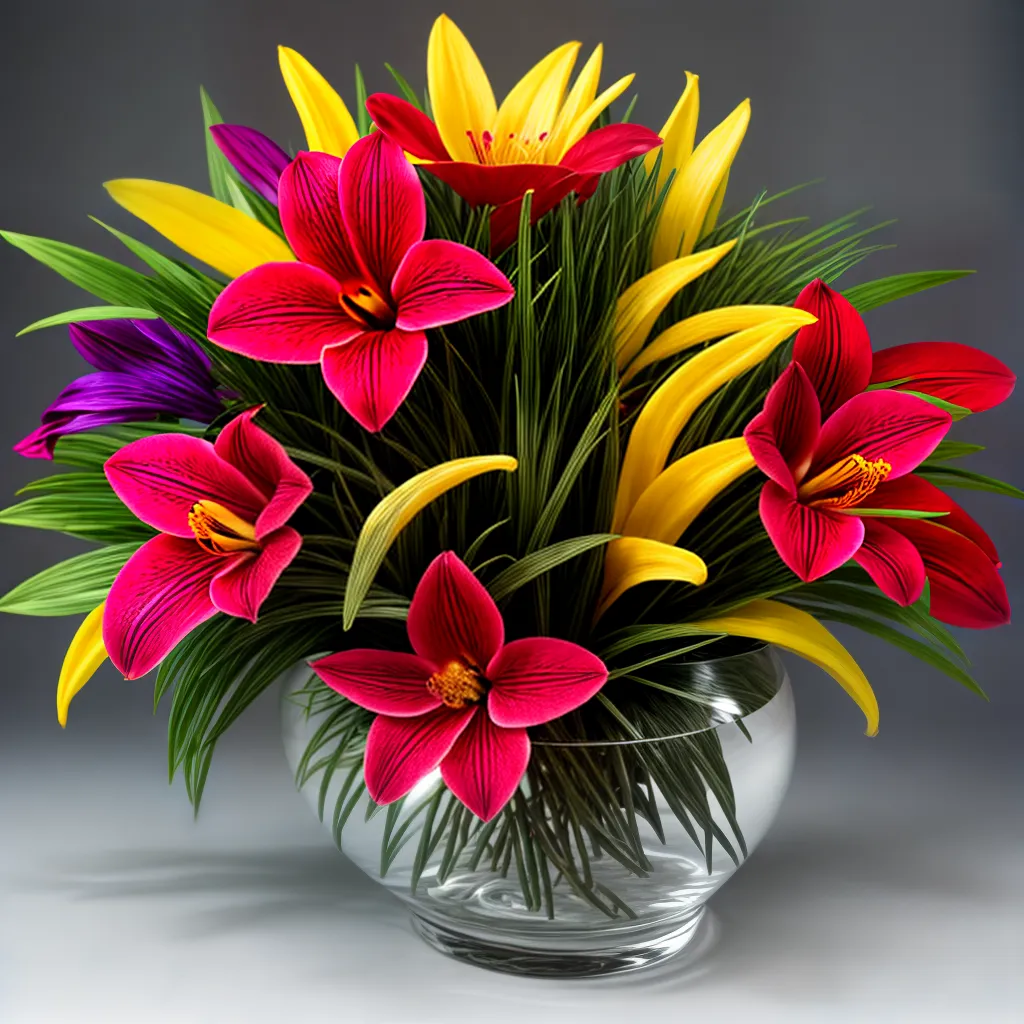 arranjo floral exotico vibrante