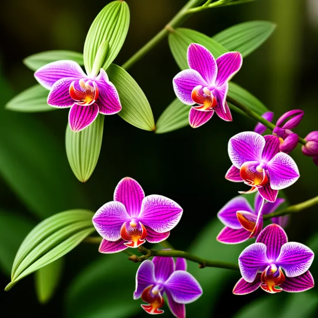 orquidea exotica folhagem verde