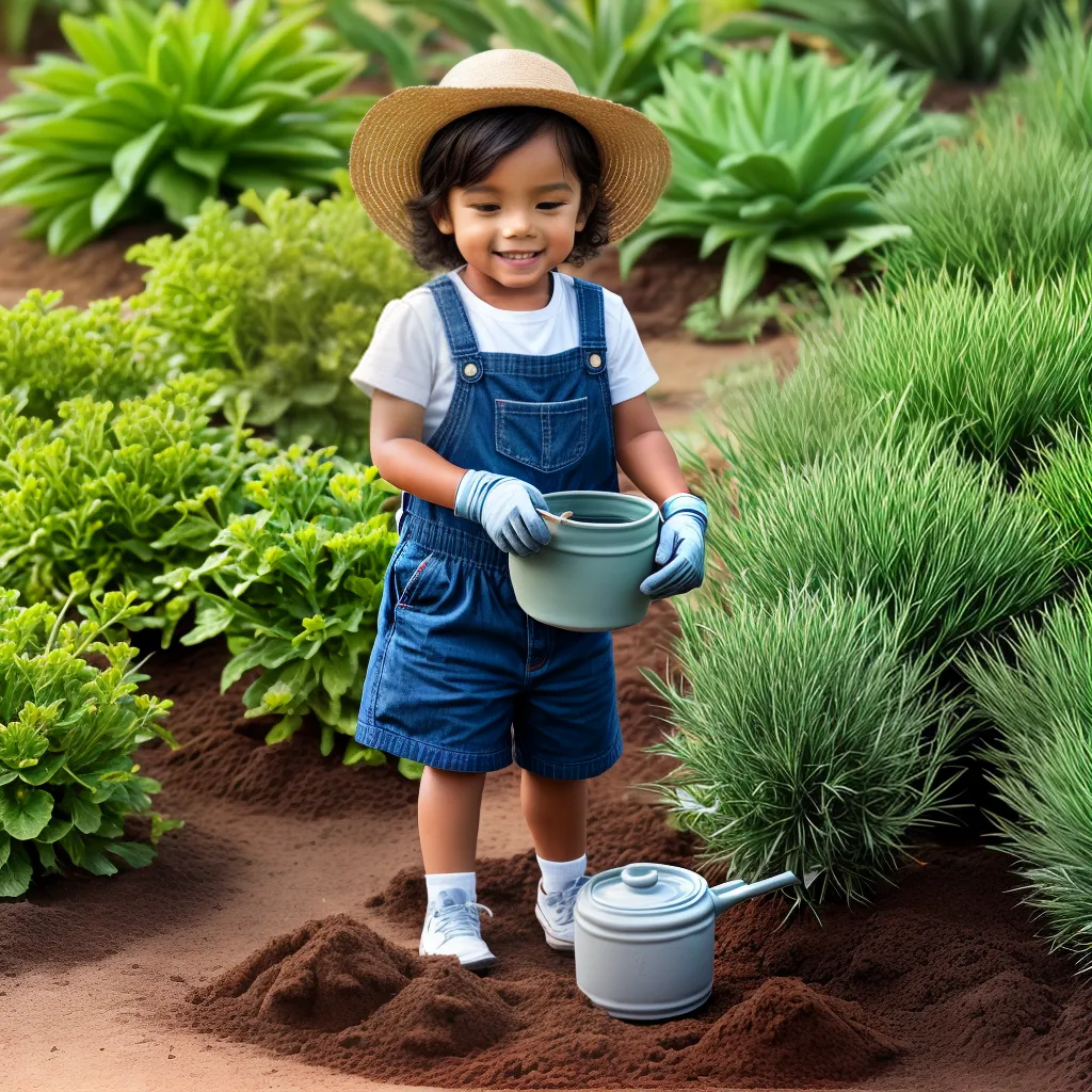 crianca jardim plantando suculenta crianca jardim plantando suculenta