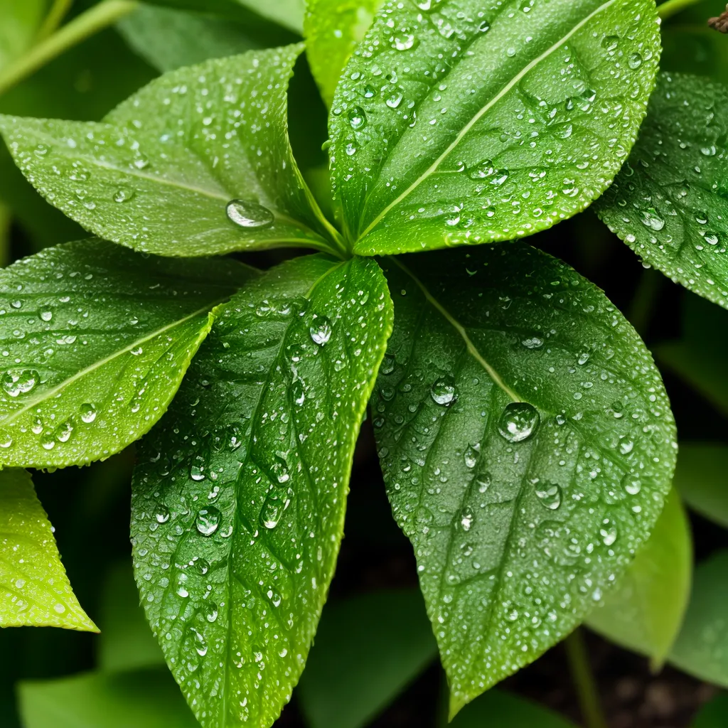 planta verde resiliente gotas sol