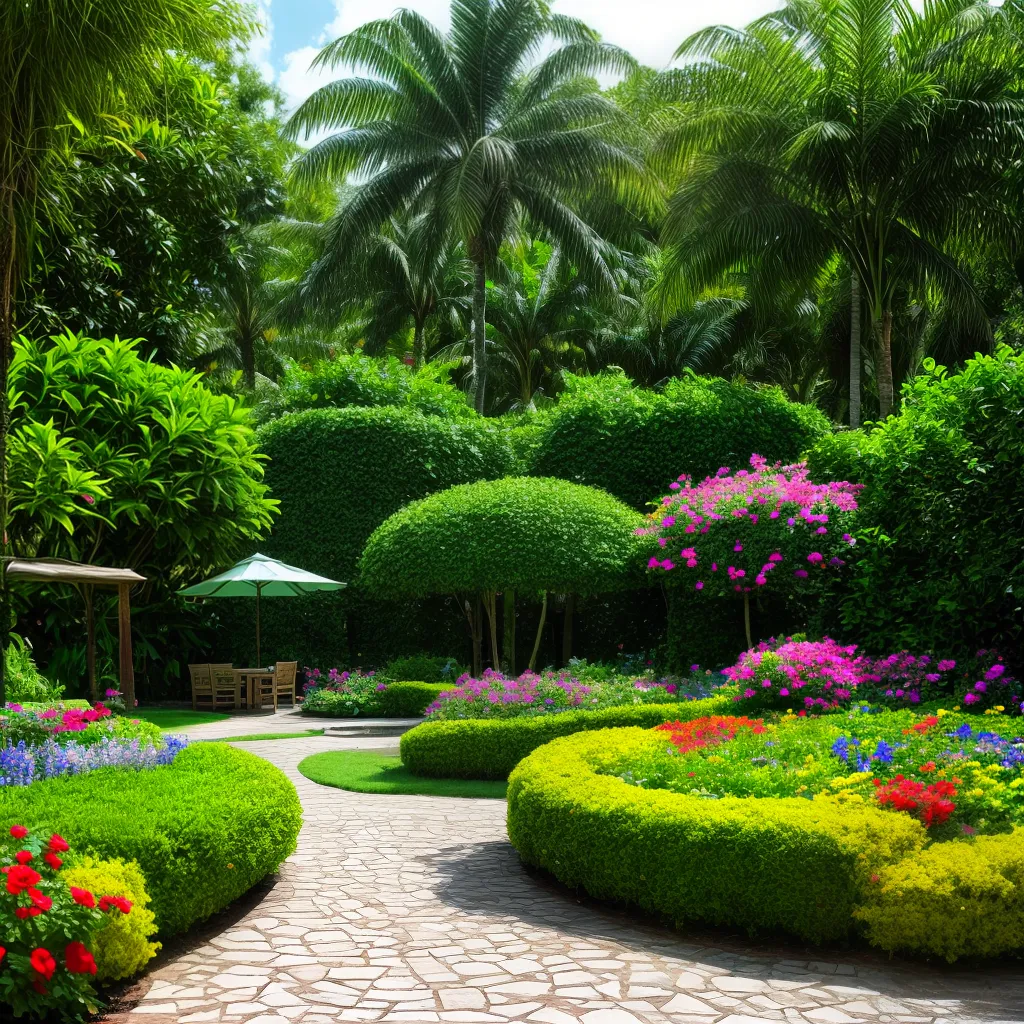 jardim vibrante variedade flores arvores