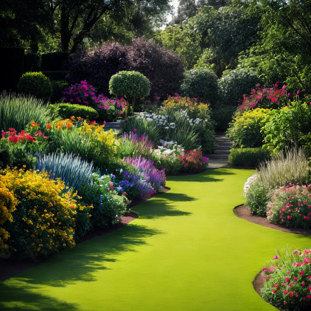 jardim vibrante plantas altas vento
