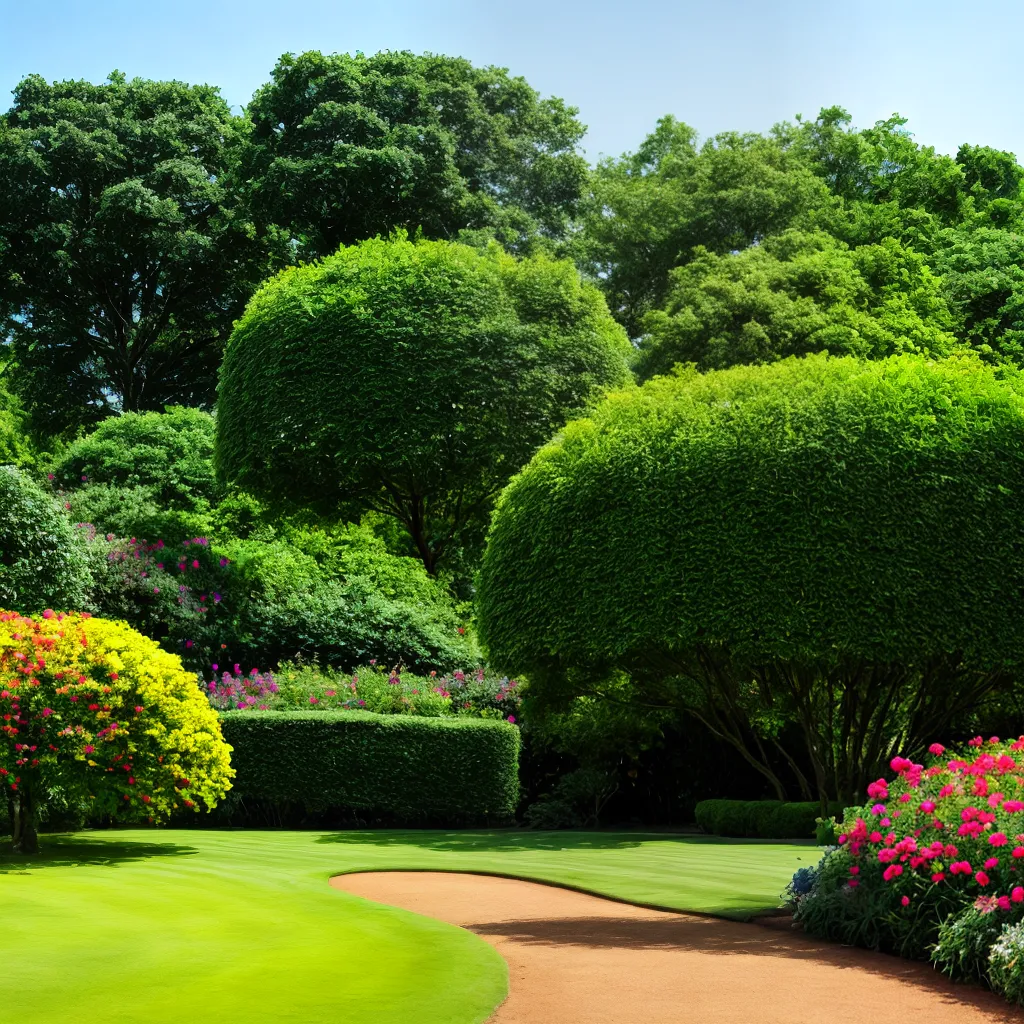 jardim vibrante plantas altas ceu azul