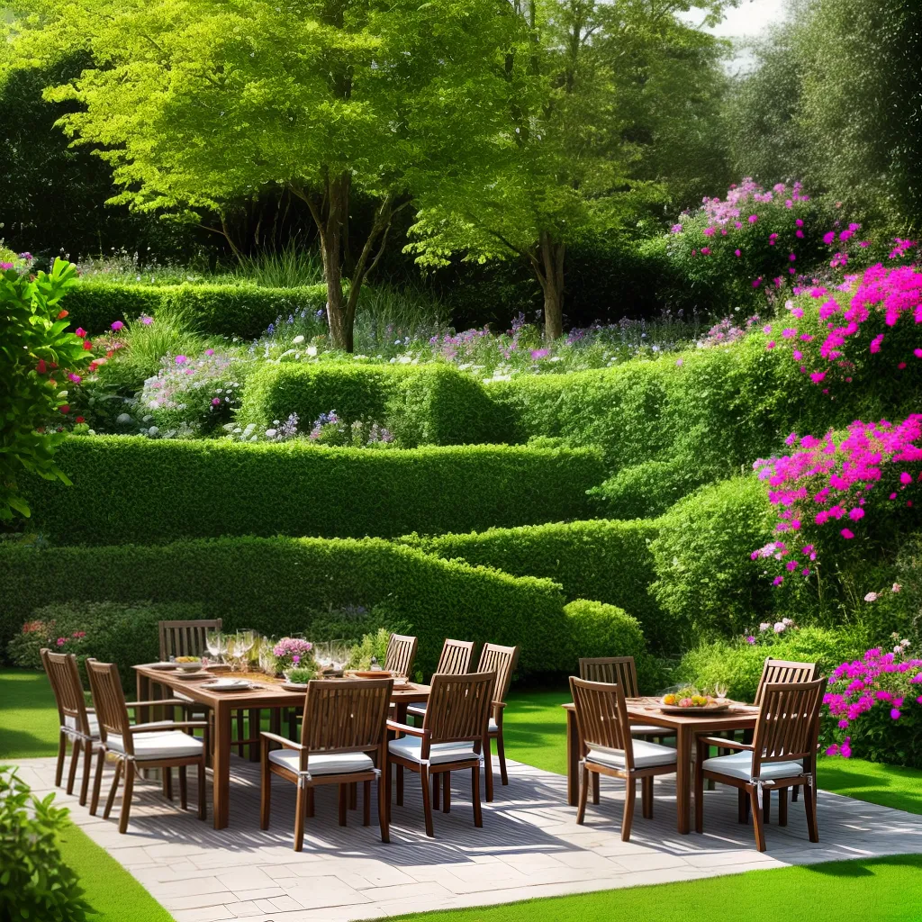 jardim colorido amigos mesa ao ar livre