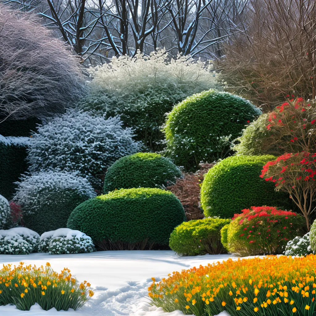 jardim inverno neve flores coloridas