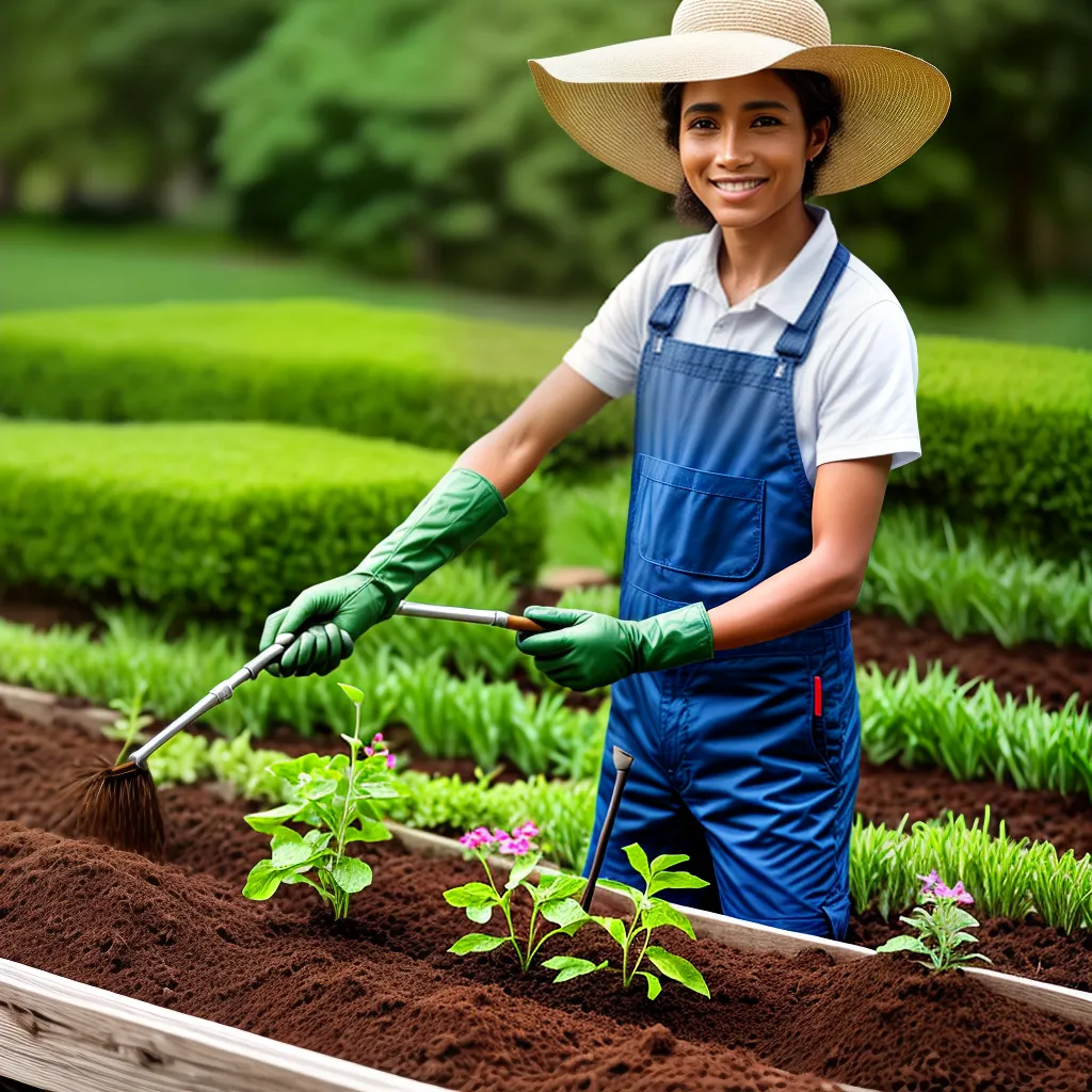 jardineiro plantando seedling jardim