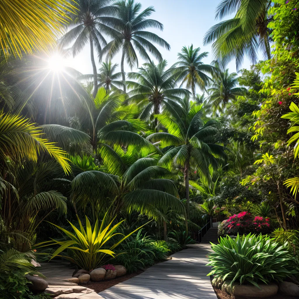 jardim tropical palmeiras flores sol jardim tropical palmeiras flores sol