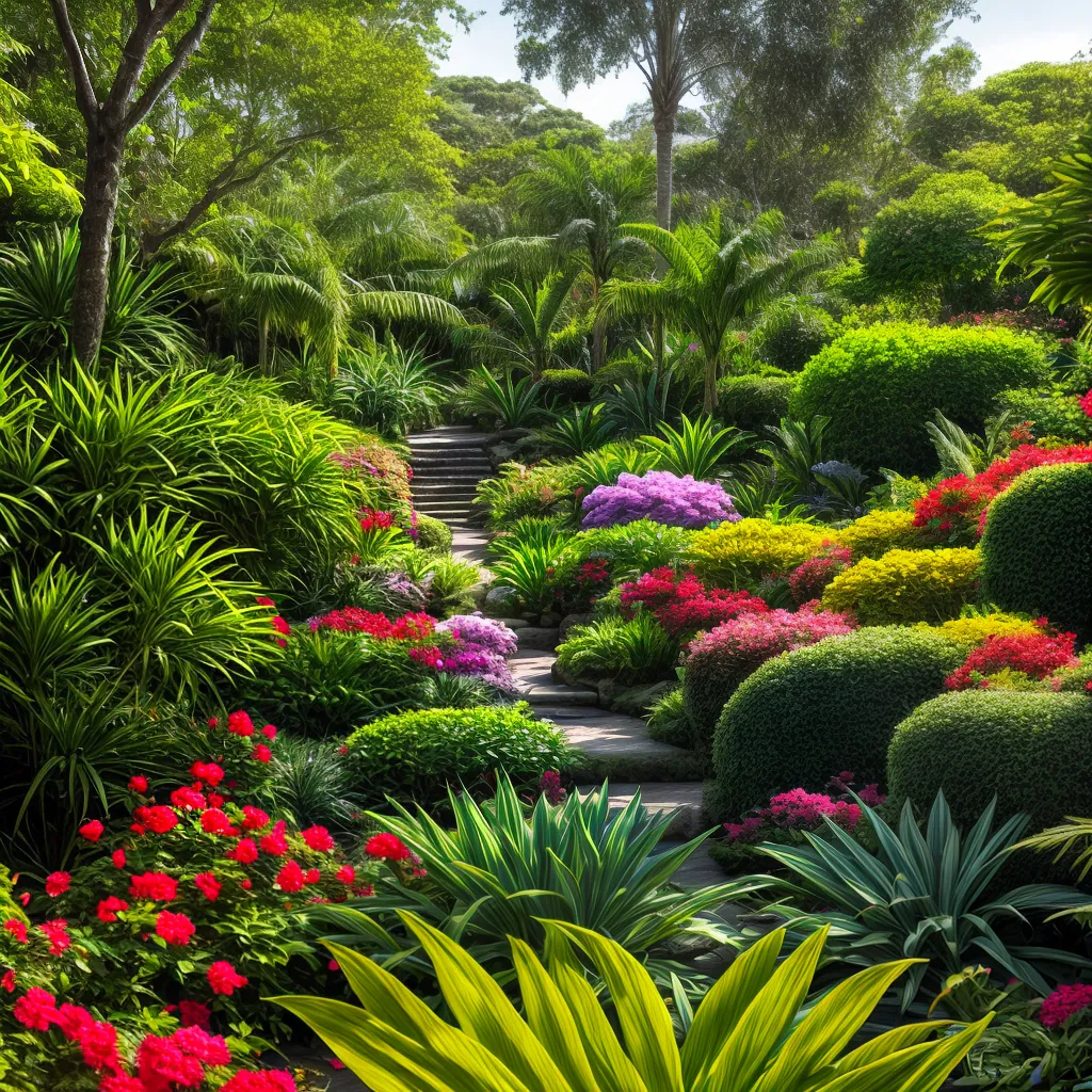 jardim tropical folhagem vibrante sol jardim tropical folhagem vibrante sol