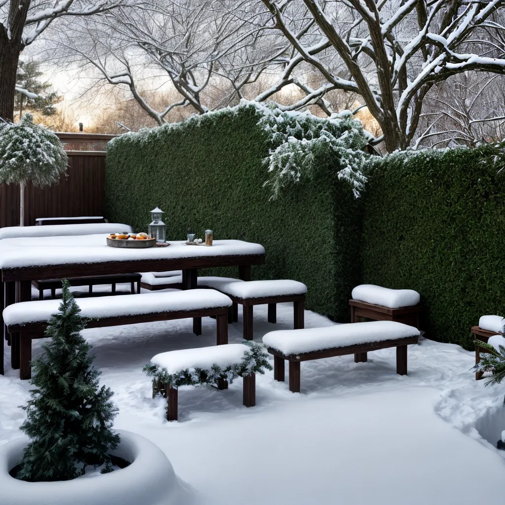 jardim inverno neve plantas madeira