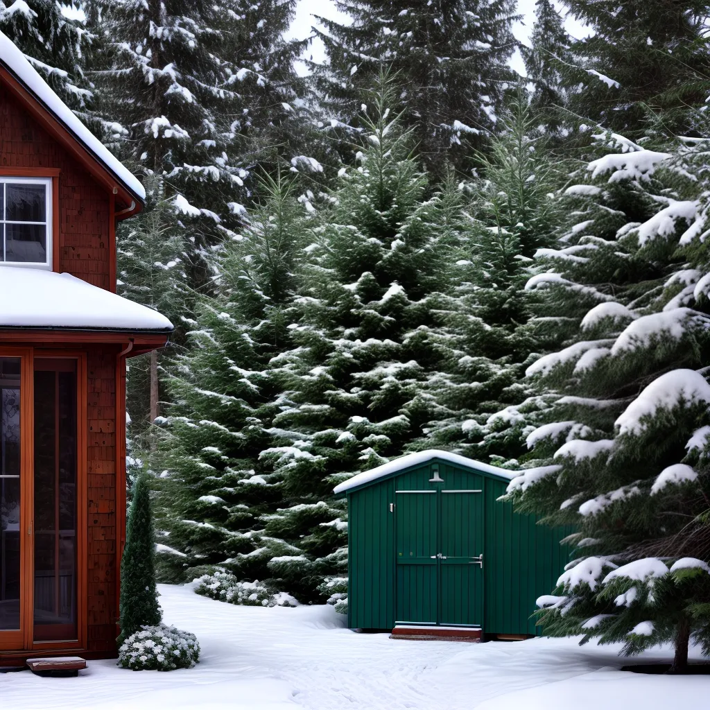 jardim inverno neve cabana poda