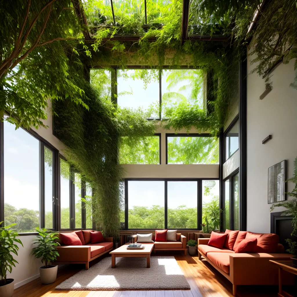 sala plantas janelas acolhedora