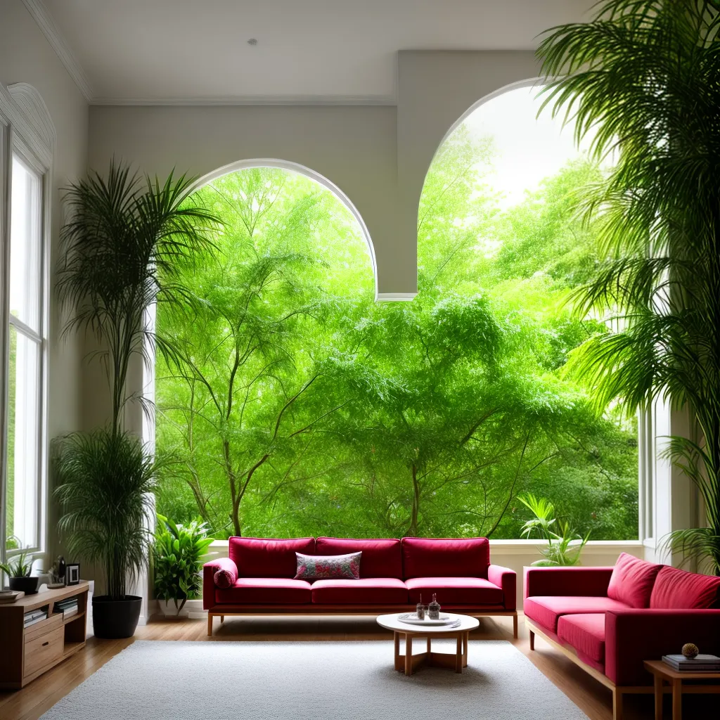 sala verde decorada plantas natural