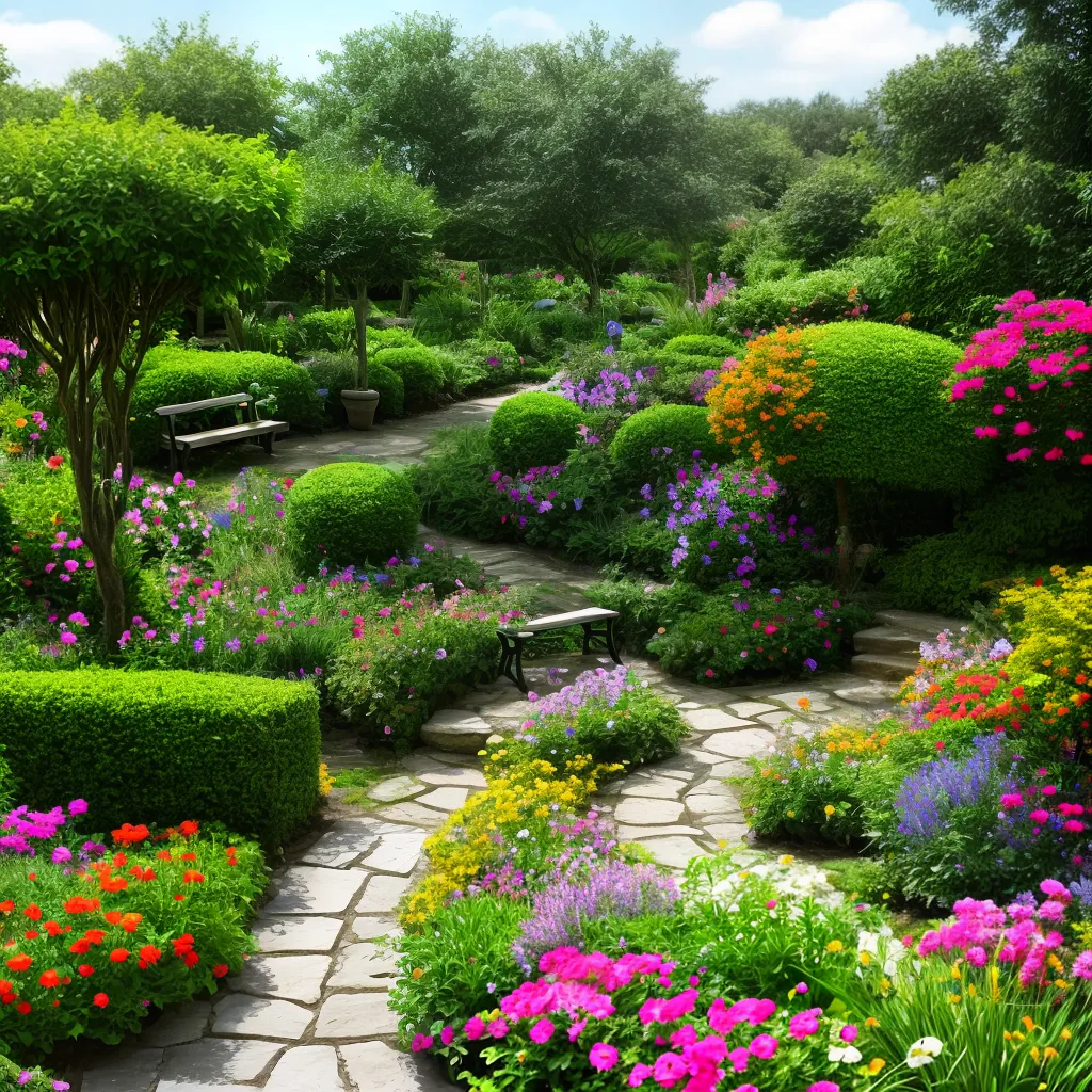 jardim colorido caminho paisagem pergola