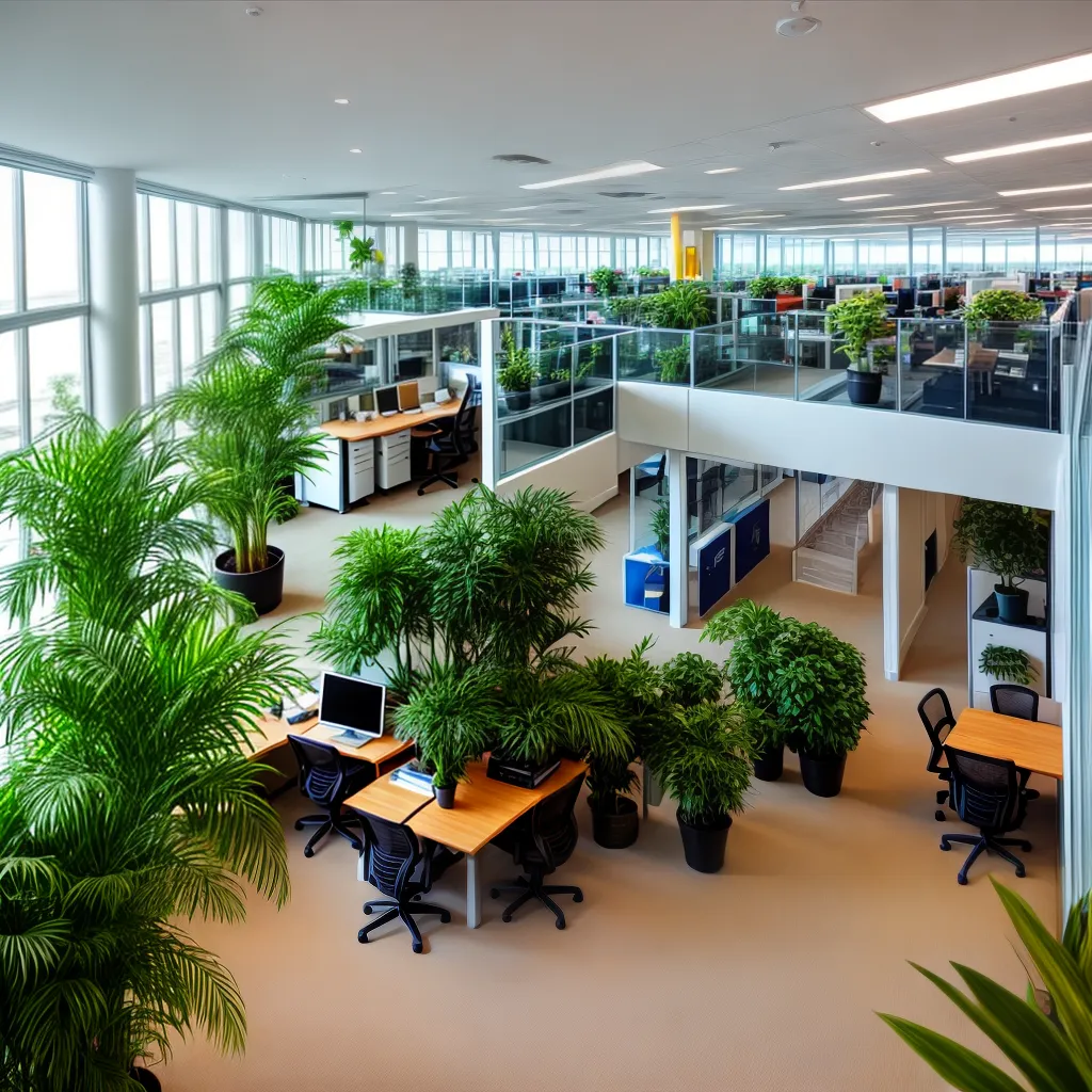 escritorio plantas vibrante produtividade