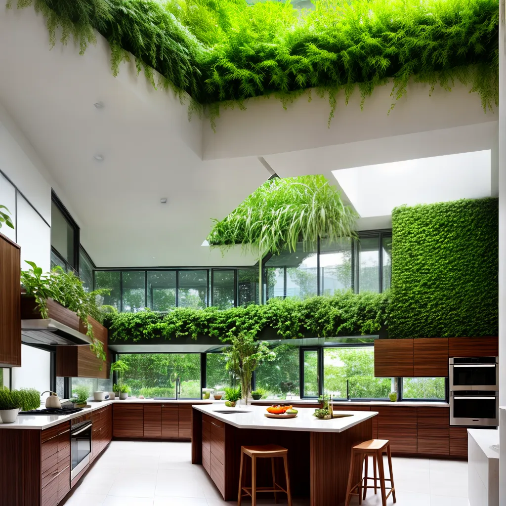 cozinha jardim vertical verde