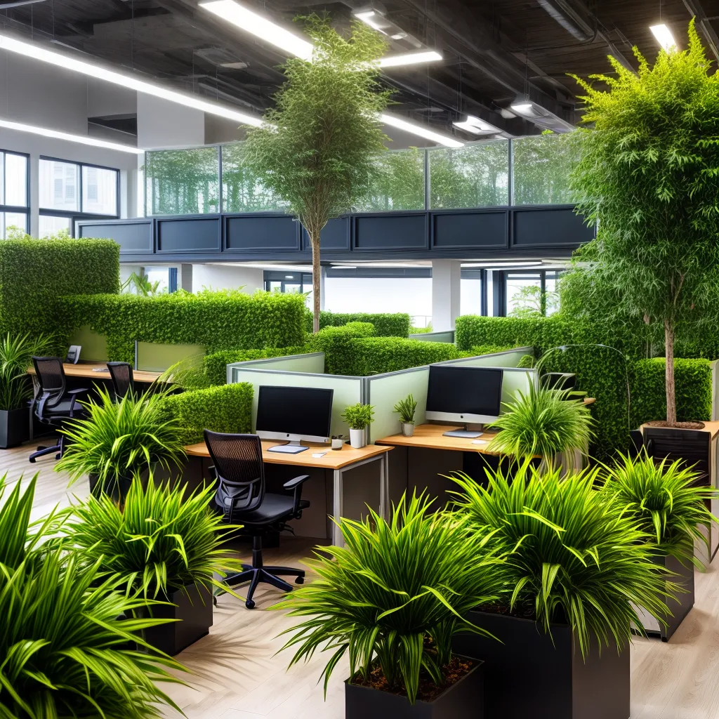 escritorio verde plantas produtividade