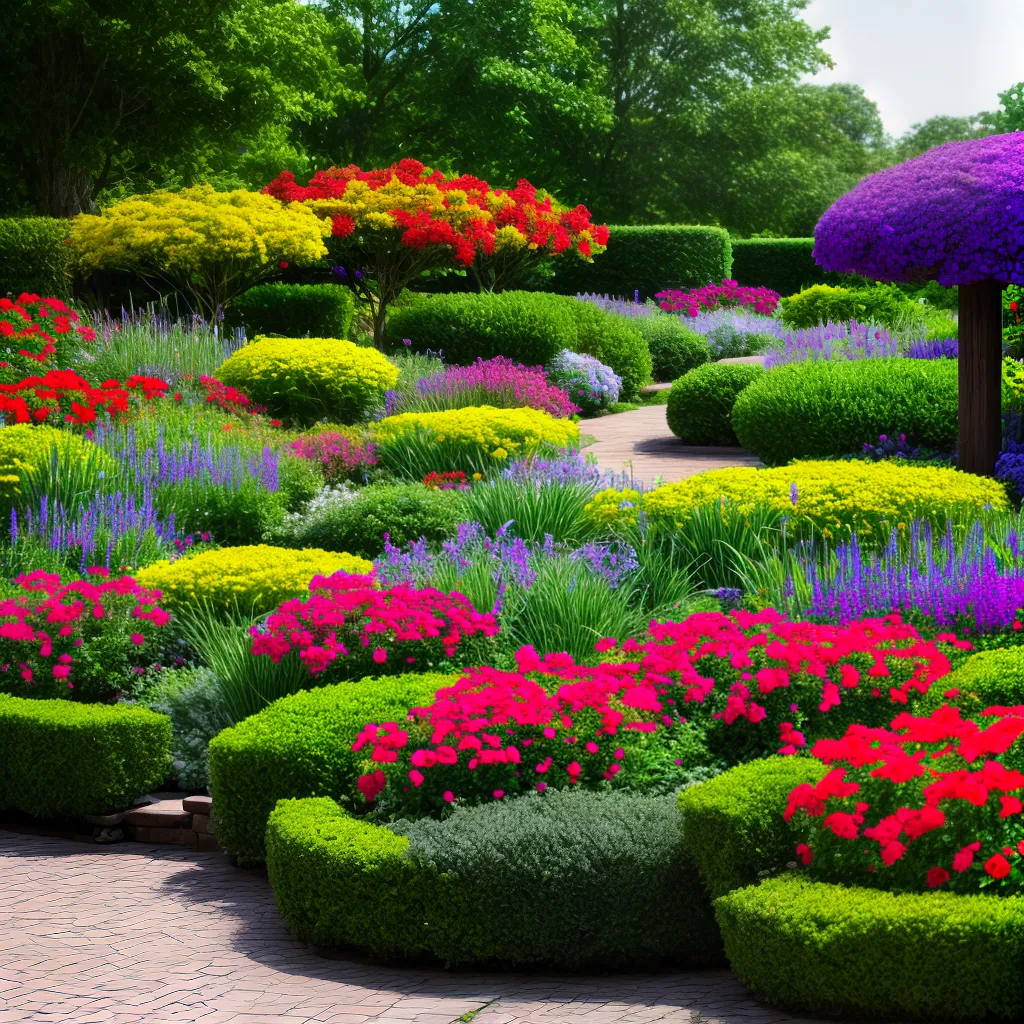 jardim colorido flores verde