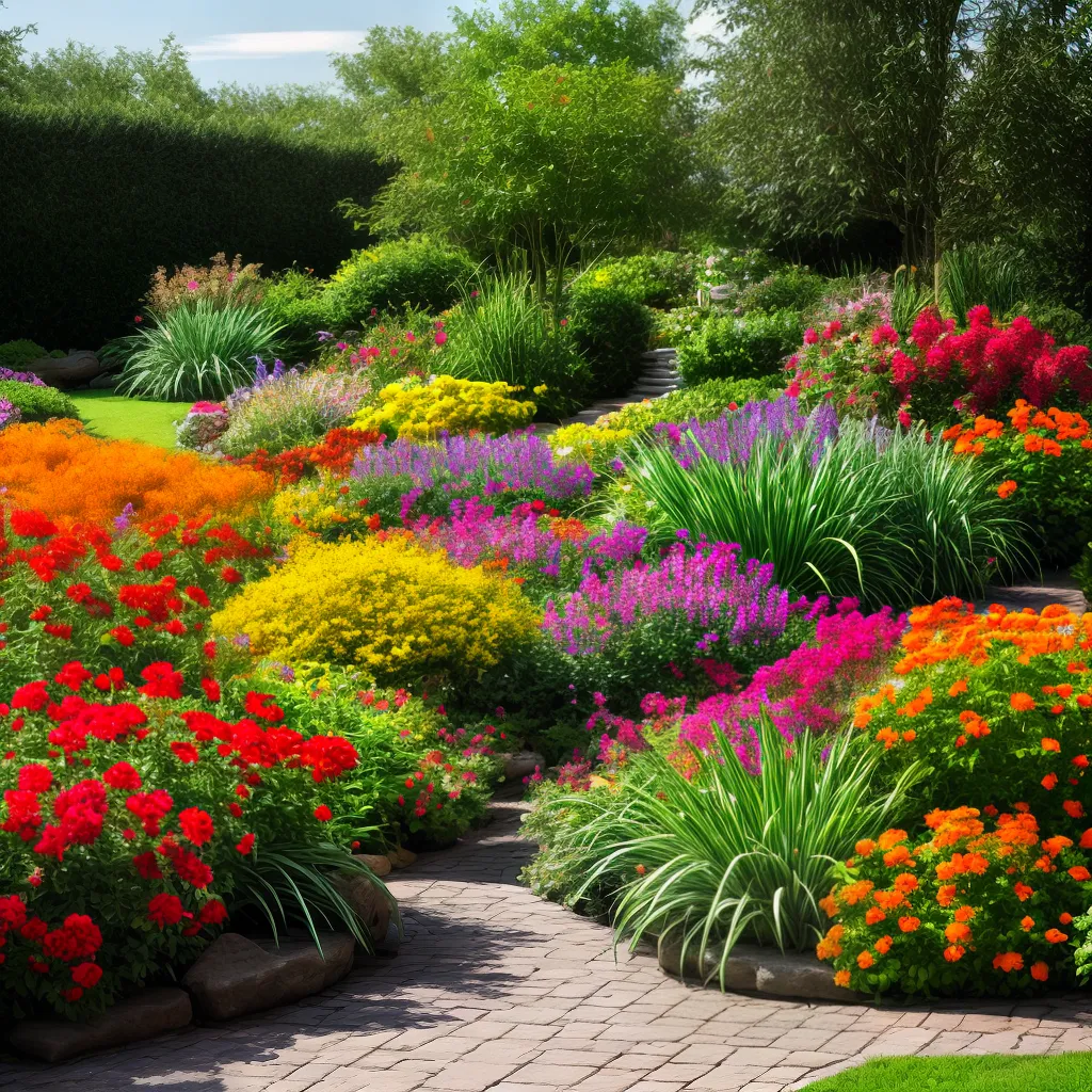 jardim colorido plantas vibrantes