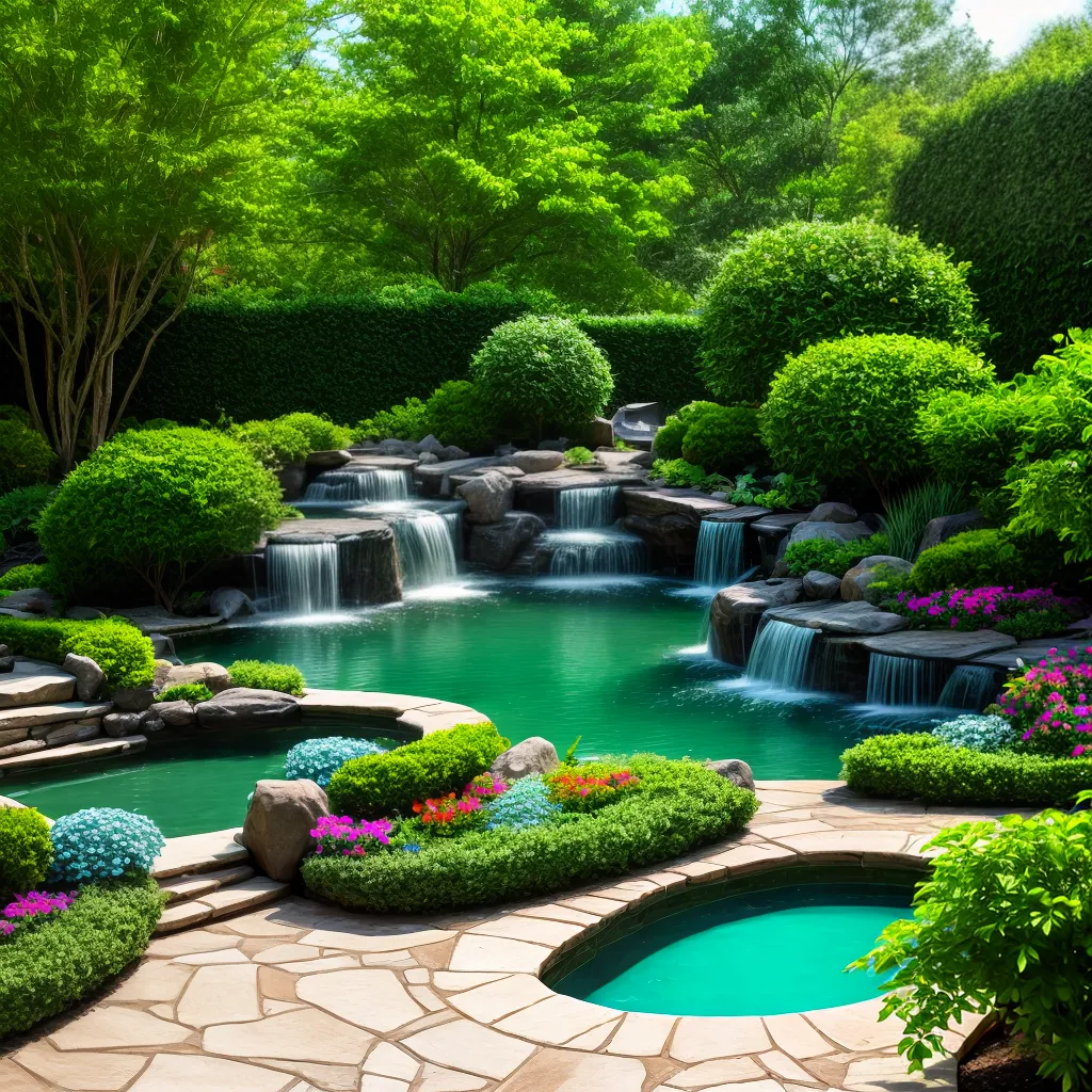 jardim oasis verde flor agua