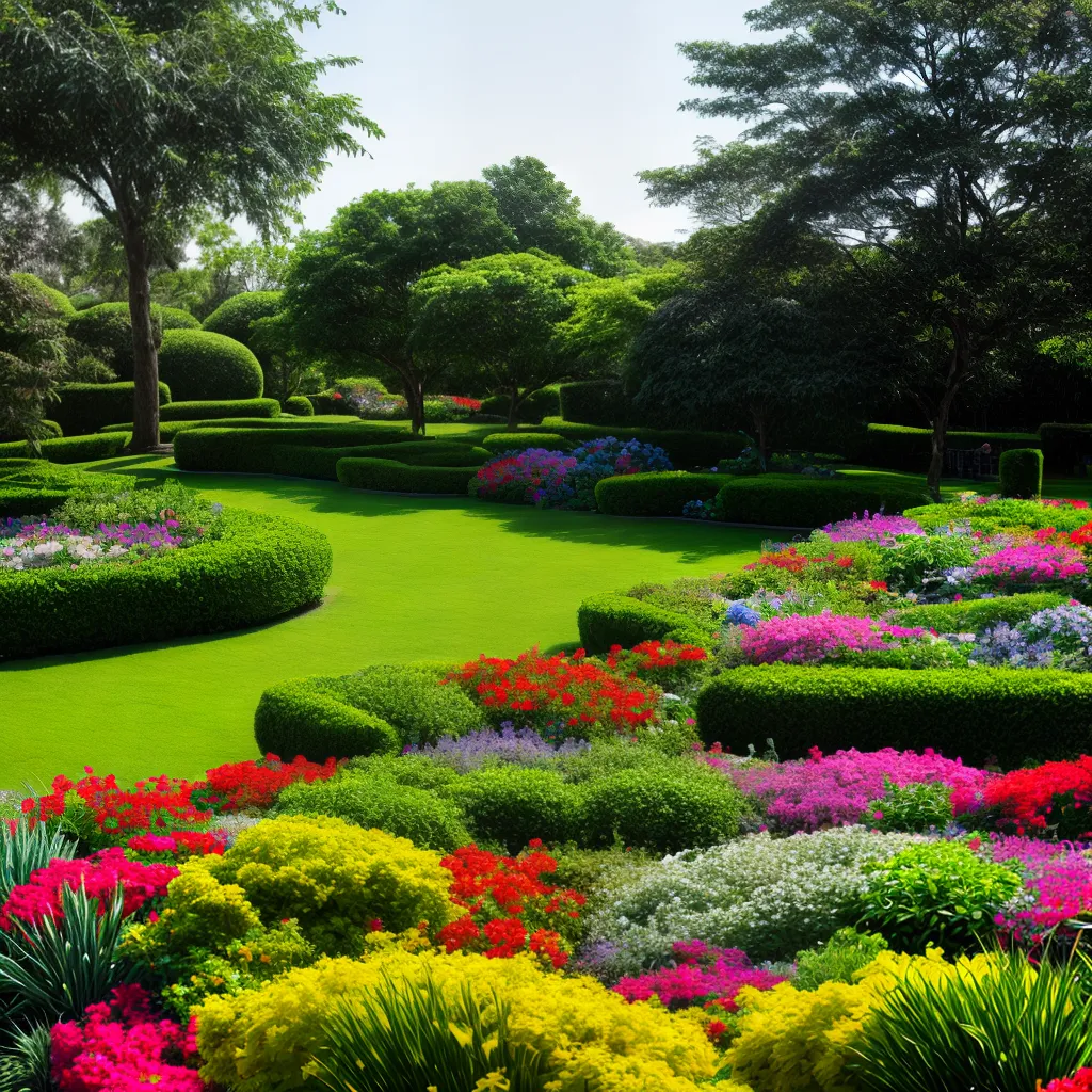jardim vibrante arbustos coloridos crescimento