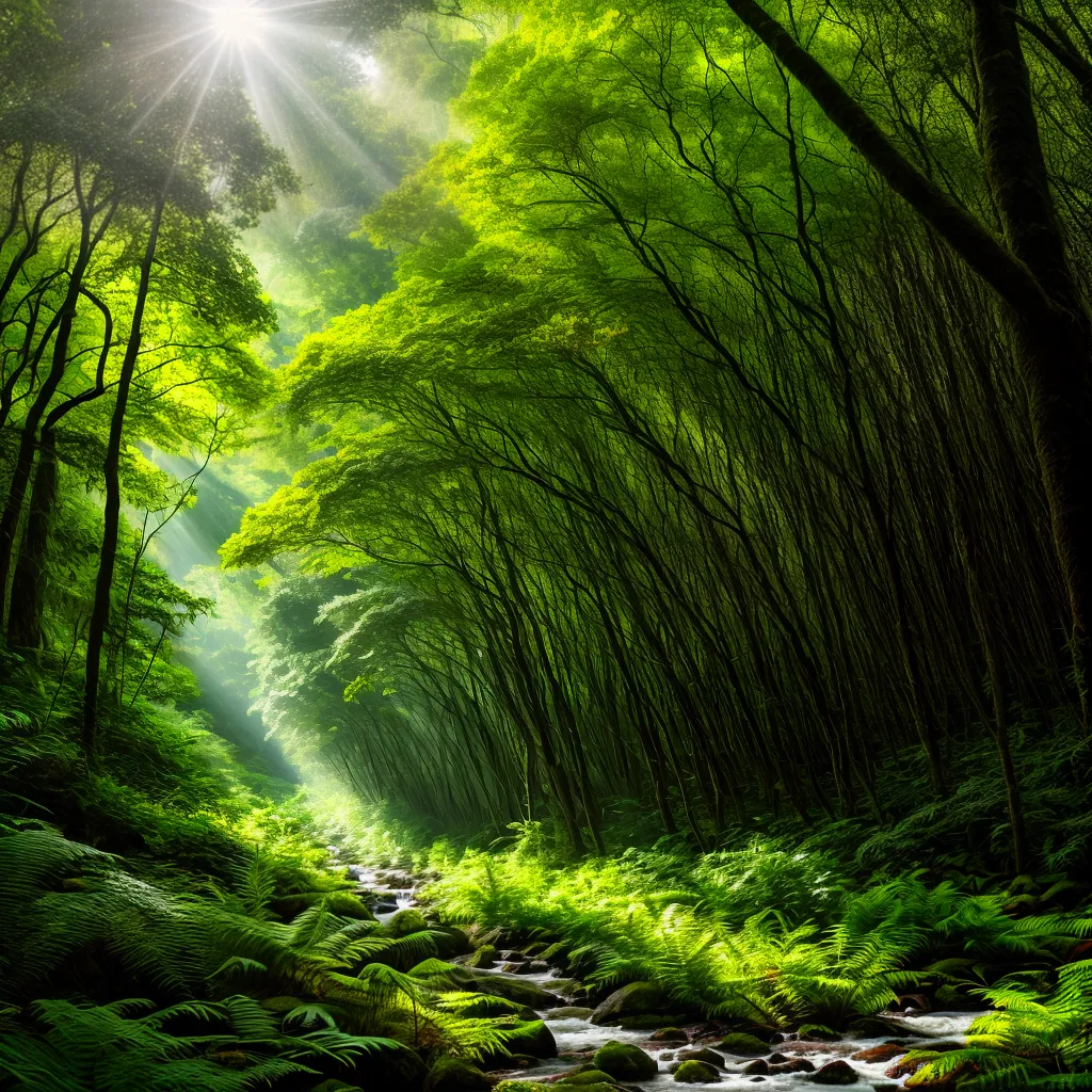 floresta verde luz sol transformacao