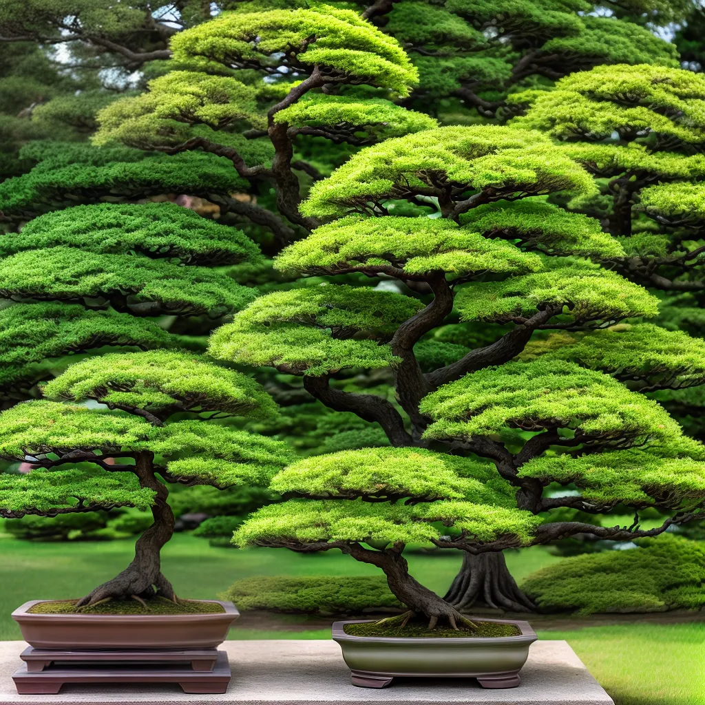 bonsai arvore intrincada folhagem