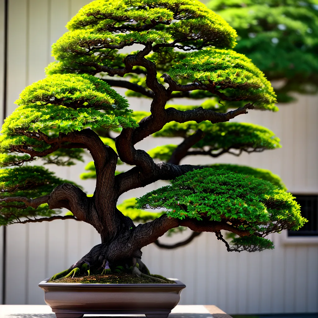 bonsai colorido ramos folhas