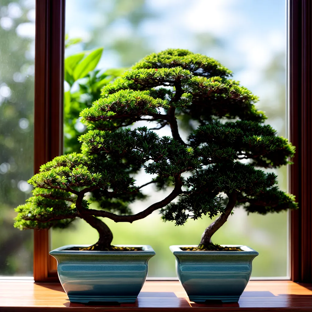 bonsai sol folhas verde rega