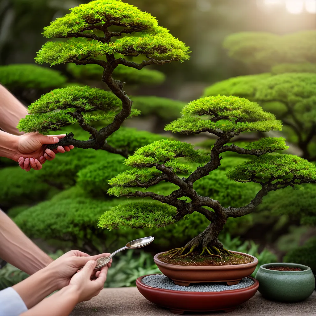 maos alimentando bonsai cuidado maos alimentando bonsai cuidado