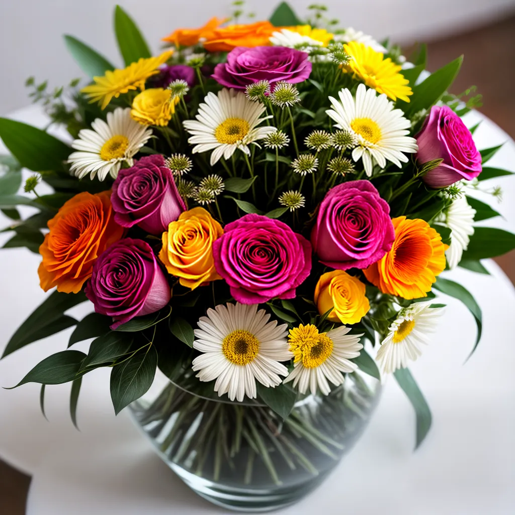 bouquet flores vibrantes vaso elegante