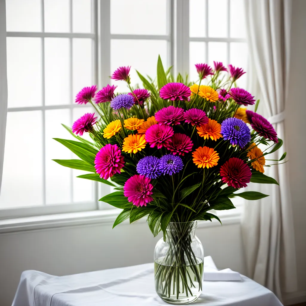 bouquet flores vibrantes luz sol