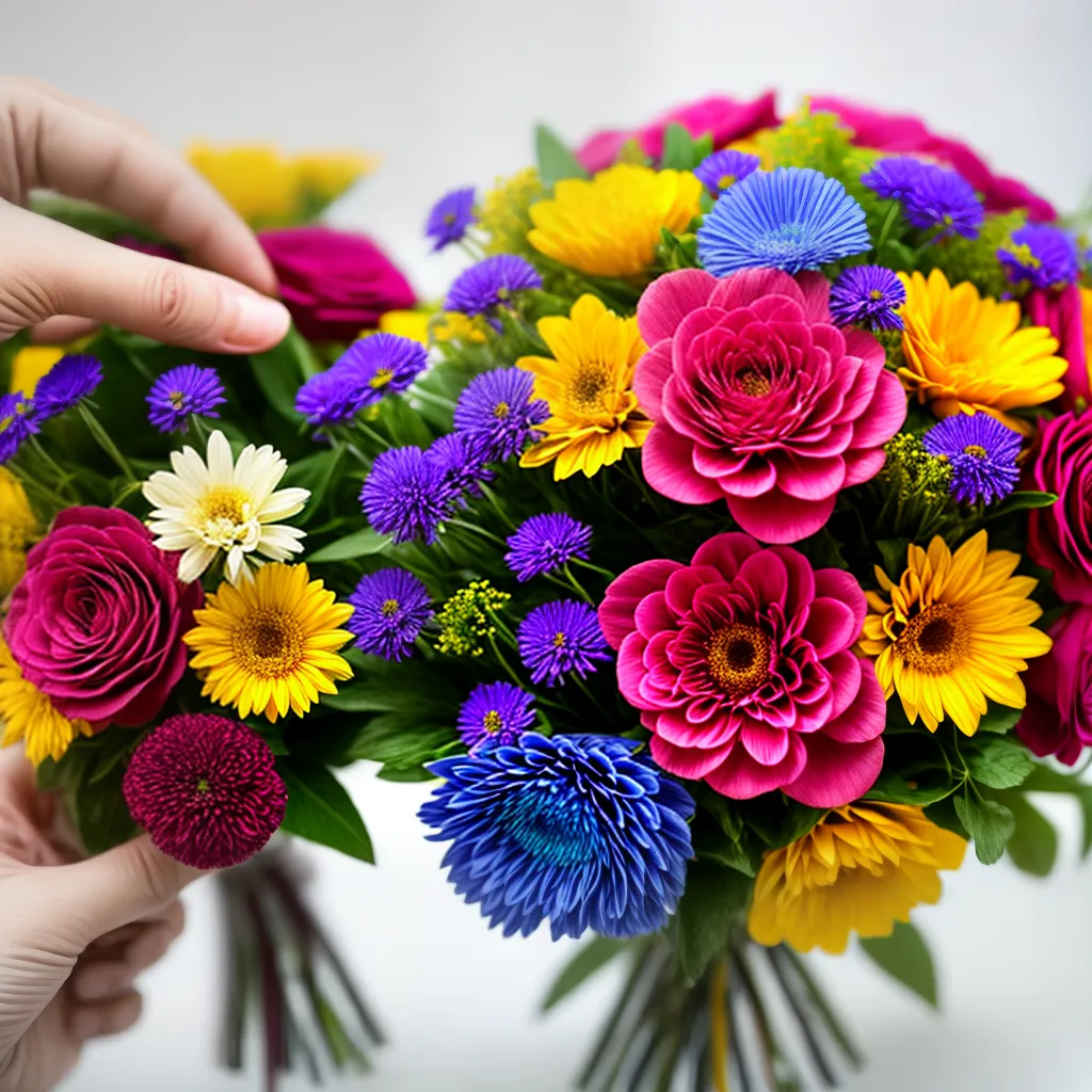 maos flores coloridas buque diy maos flores coloridas buque diy