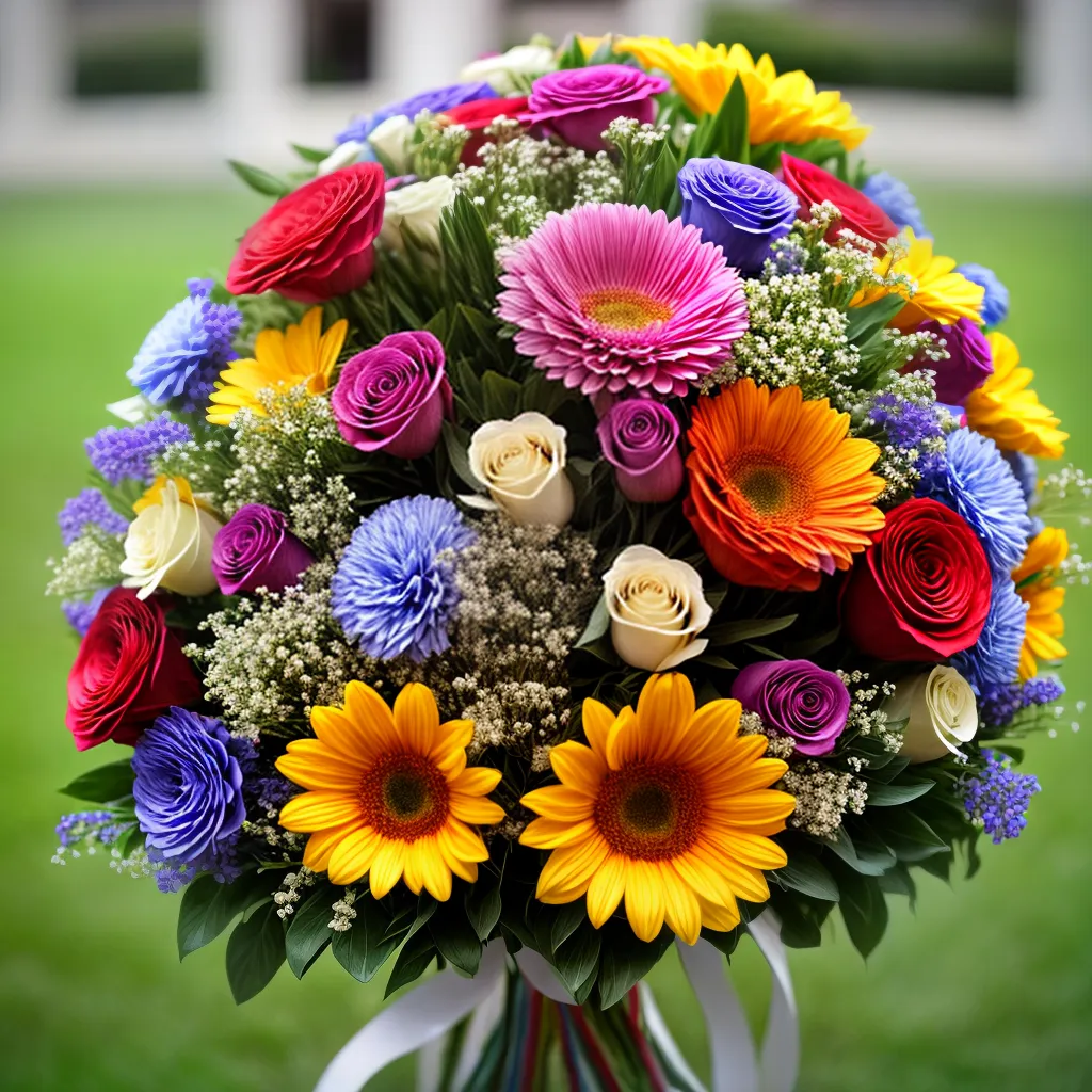 buque flores varias cores fitas personalizadas
