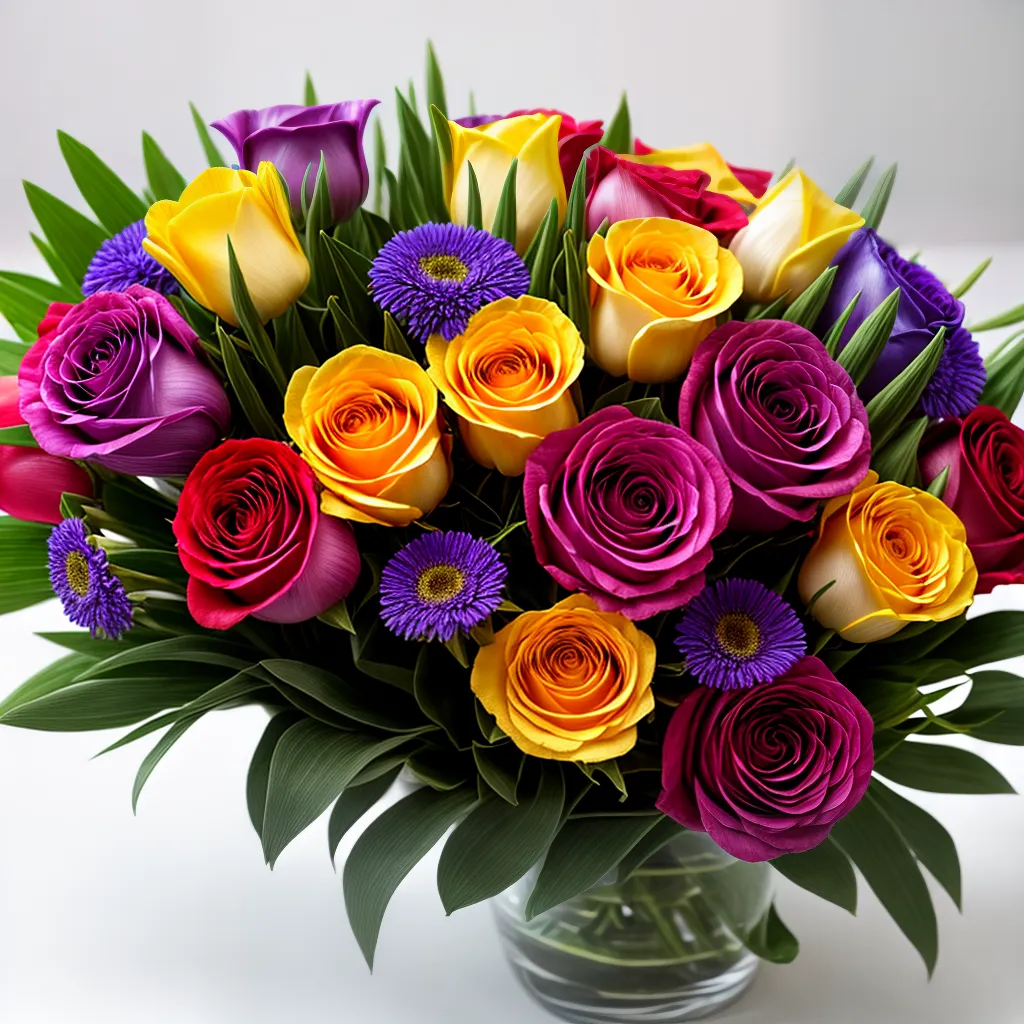 bouquet flores coloridas vidro elegante