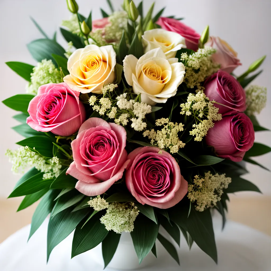 bouquet rosas lirios verde elegante