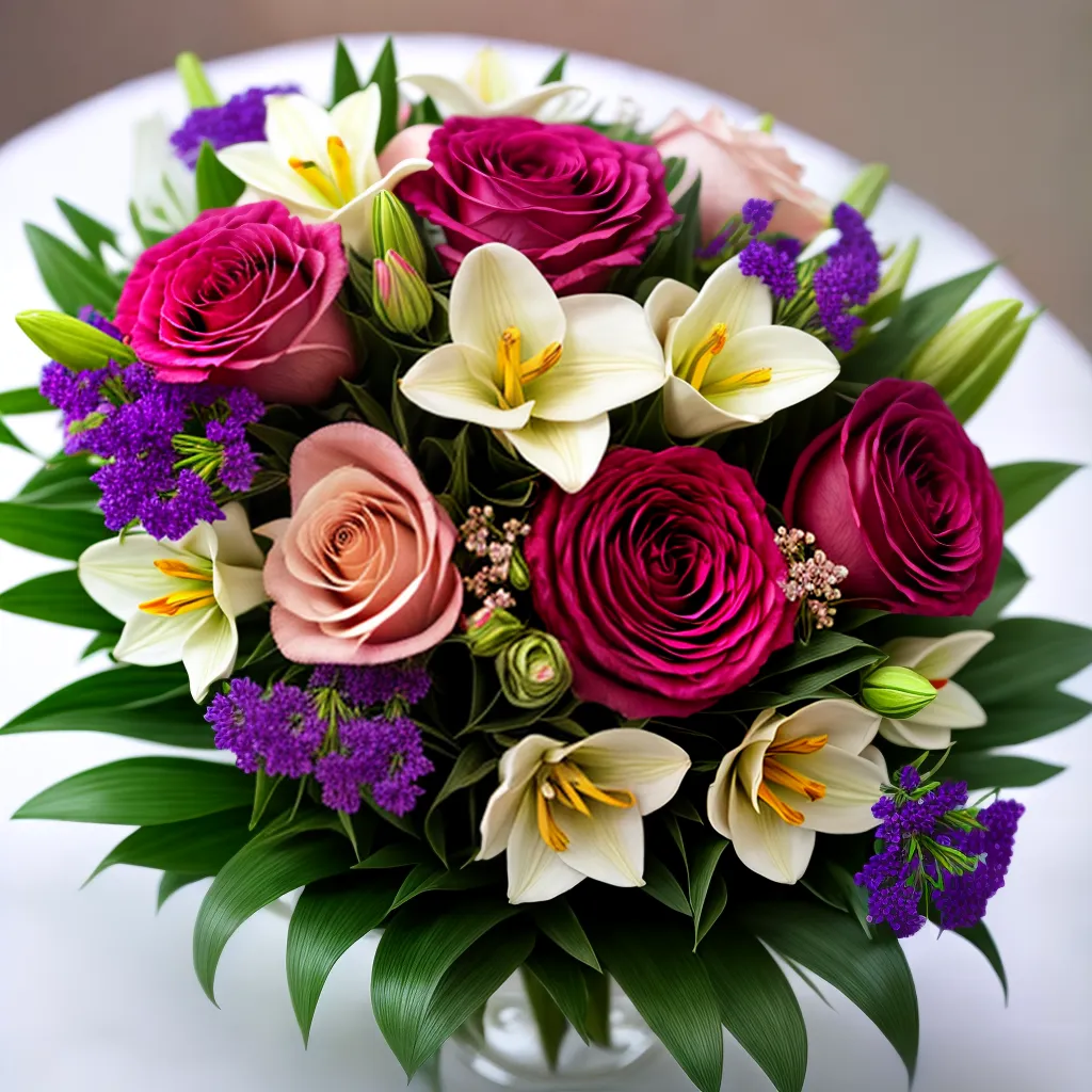 buque flores elegante cores fitas