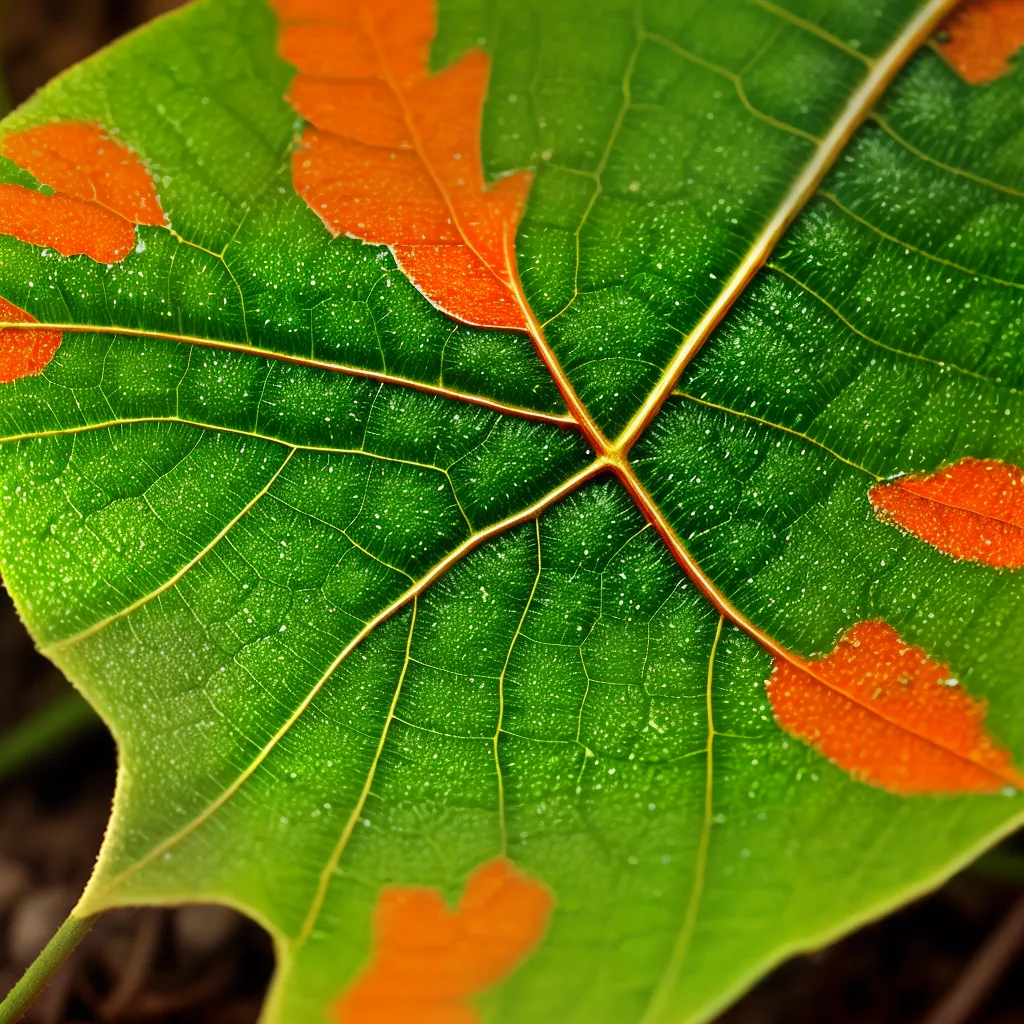 folha verde veias vibrantes ferrugem